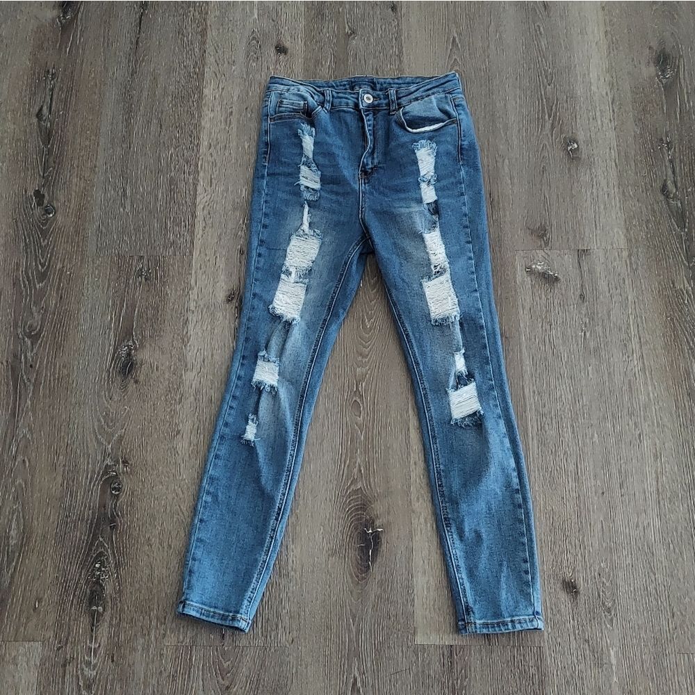 Wax Jean Distressed High Rise Skinny Jeans 27